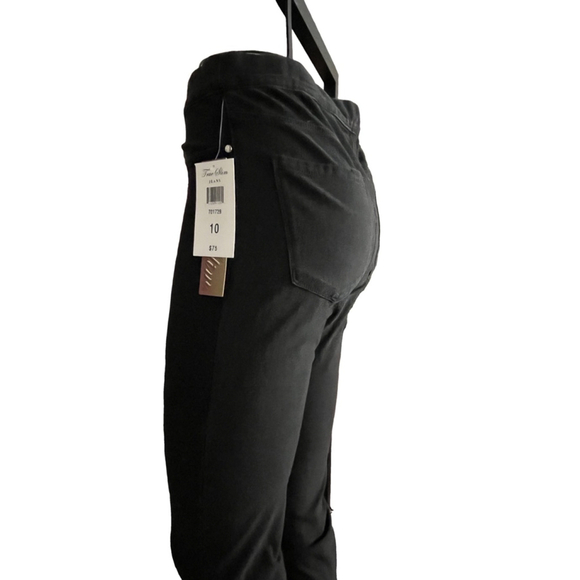 nwt womens black leggings by true slim size 10 back pockets ankle length - Picture 3 of 5